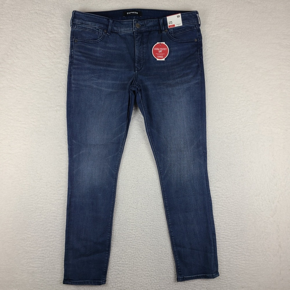EXPRESS Jeans Womens 16 Blue Mid Rise Legging Stretch‎ + Denim Perfect NWT NEW